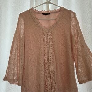 Cable & Gauge Delicate Pink Lace Blouse